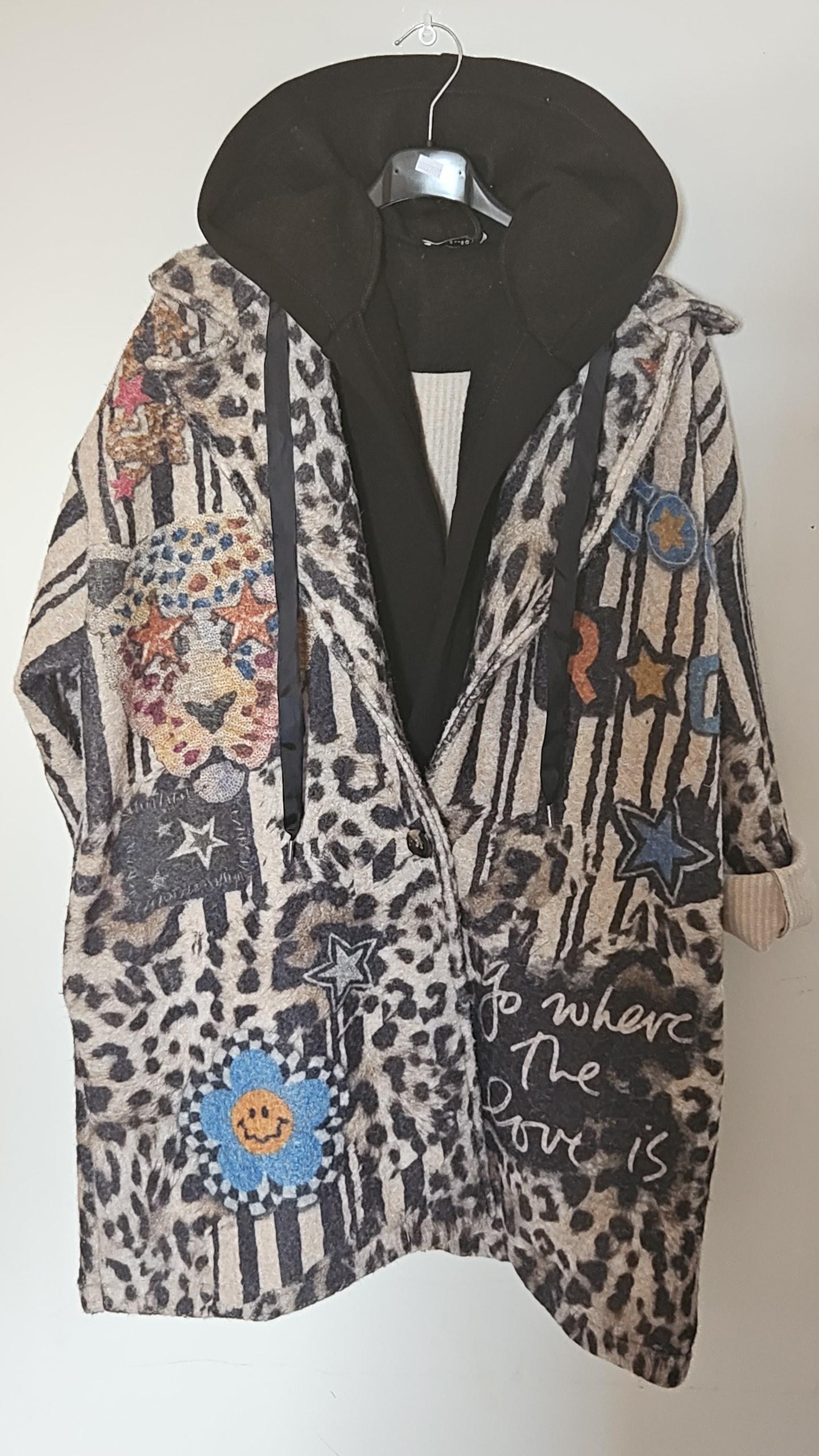 Veste longue tête léopard