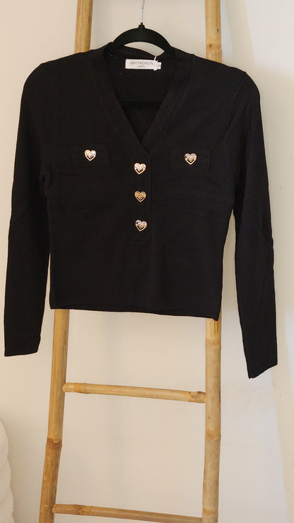 Ensemble pull + jupe boutons coeur