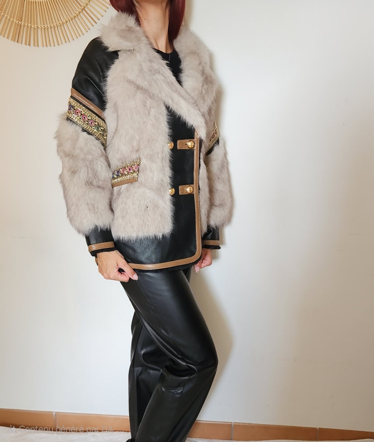 Manteau fourrure/simili blanc