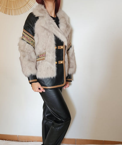 Manteau fourrure/simili blanc