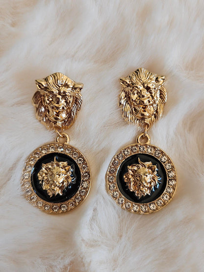 Boucles d'oreilles tête de lion or