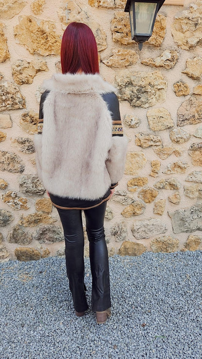 Manteau fourrure/simili blanc